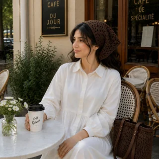 مینی اسکارف بافتنی زنانه مدل هلن رنگ شکلاتی کد 13456