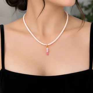 گردنبند مرواریدی با آویز ماهی  وارداتی کد : 0020